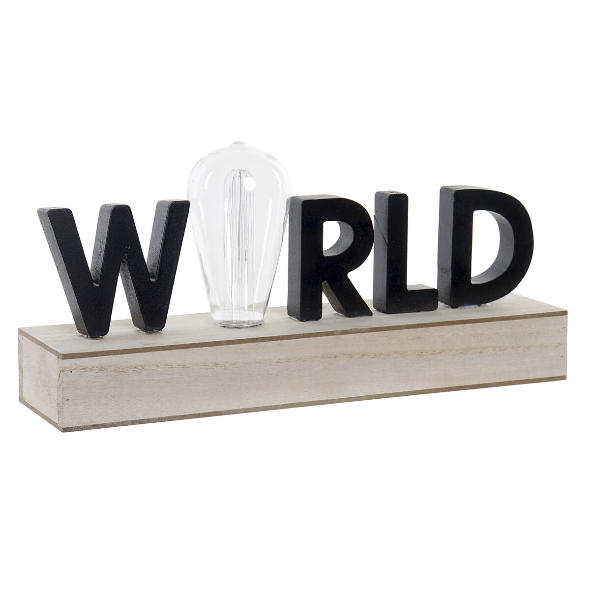 Decoración luminosa DKD Home Decor World Negro Metal Madera MDF 30 x 40 cm 34 x 8 x 16 cm 1 S3031382_0