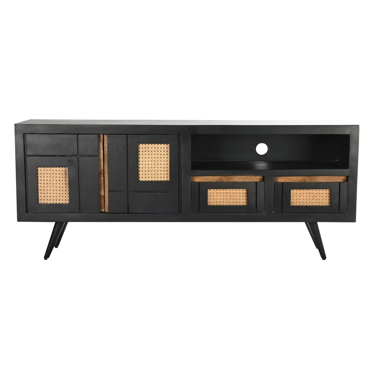 Mueble de TV DKD Home Decor Negro Ratán Madera de mango (145,5 x 40,5 x 60 cm) 2 S3033702_1