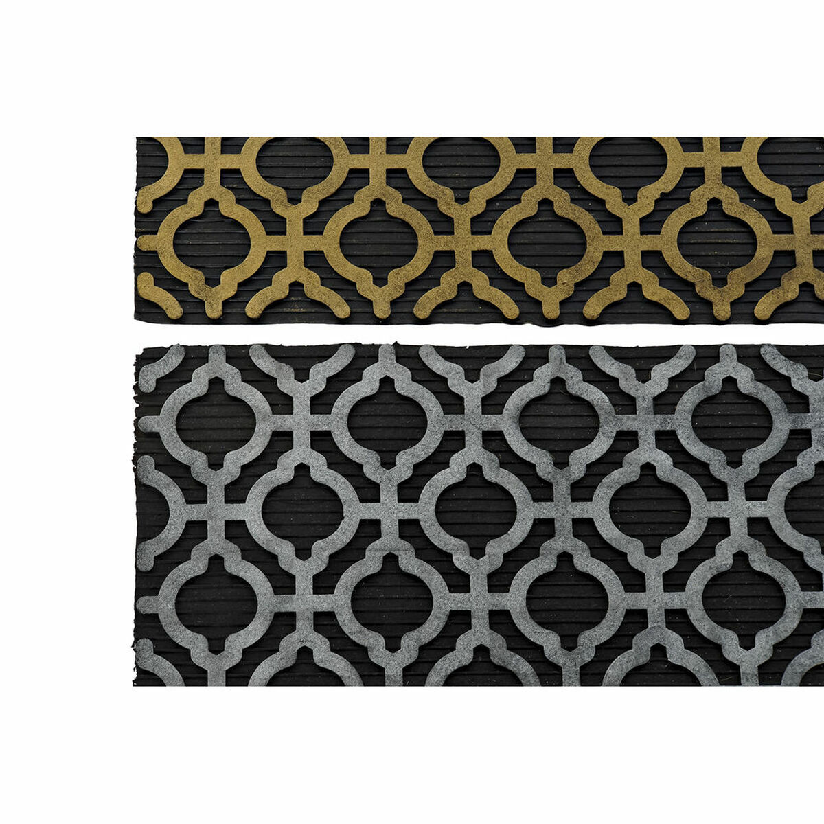 Felpudo DKD Home Decor Plateado Negro Dorado Goma Árabe 2 Unidades (75 x 45 x 0,5 cm) 2 S3030304_1