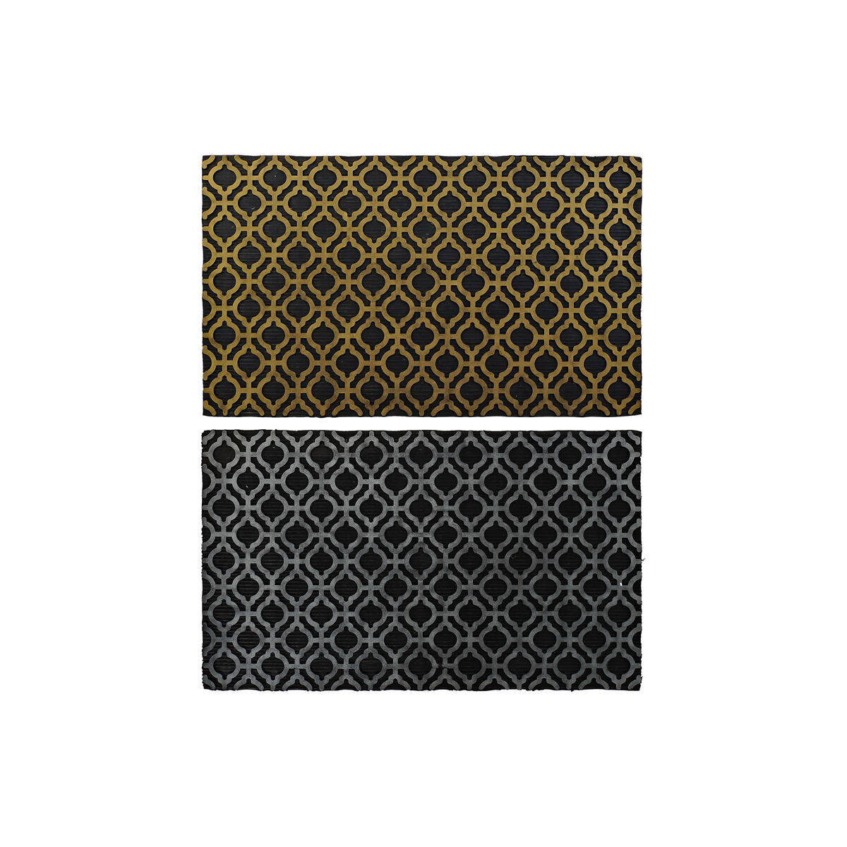 Felpudo DKD Home Decor Plateado Negro Dorado Goma Árabe 2 Unidades (75 x 45 x 0,5 cm) 1 S3030304_0