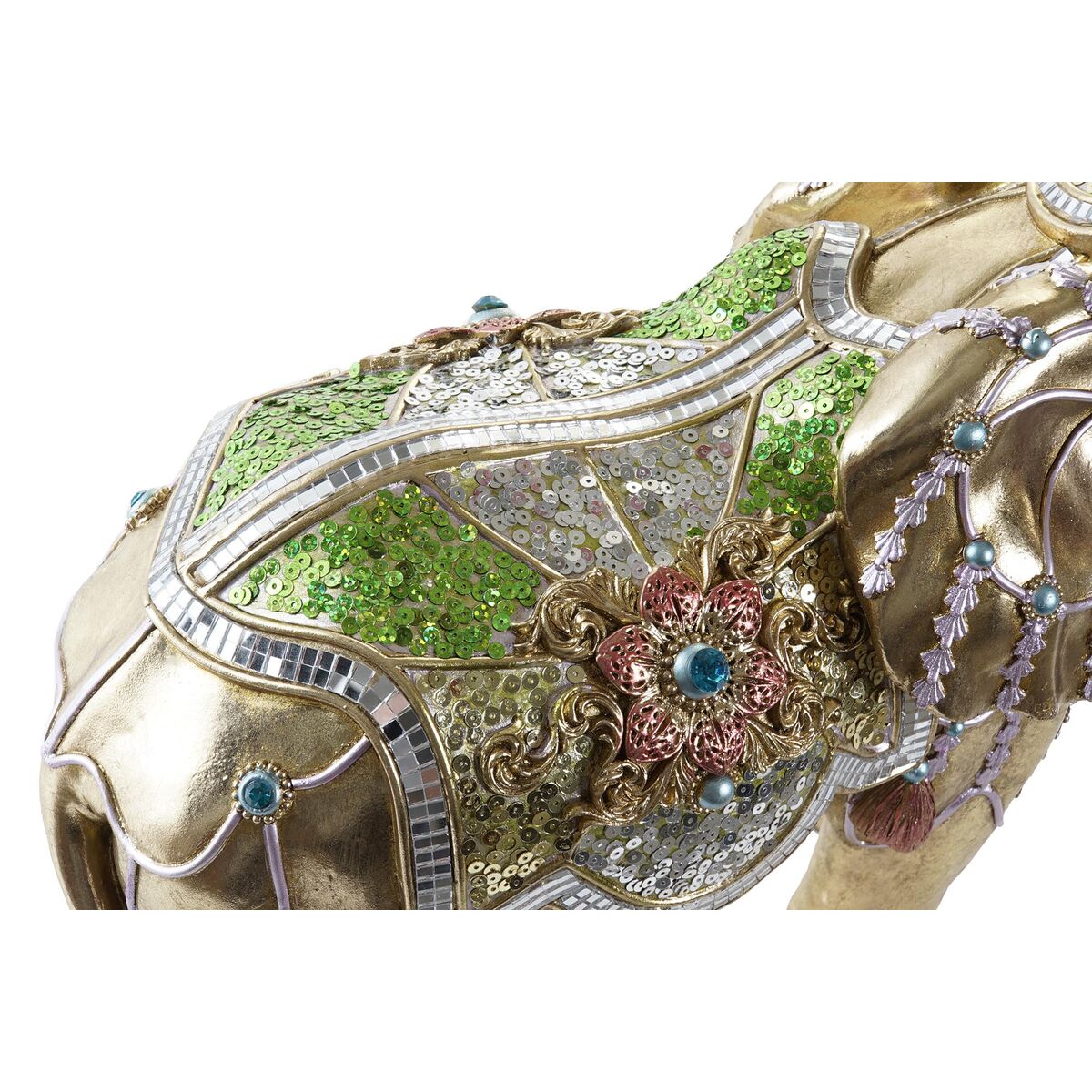 Figura Decorativa DKD Home Decor Elefante Dorado Resina Multicolor (45,5 x 20 x 35 cm) (2 Unidades) 3 S3029907_2