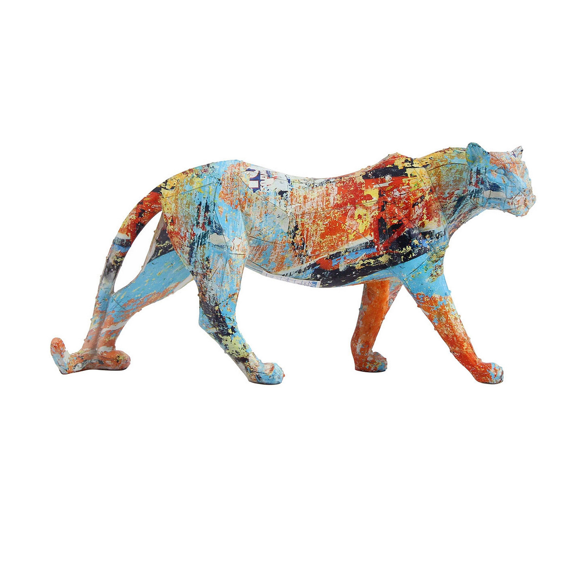 Figura Decorativa DKD Home Decor 29,5 x 8,5 x 15 cm Leopardo Multicolor Moderno 1 S3029909_0