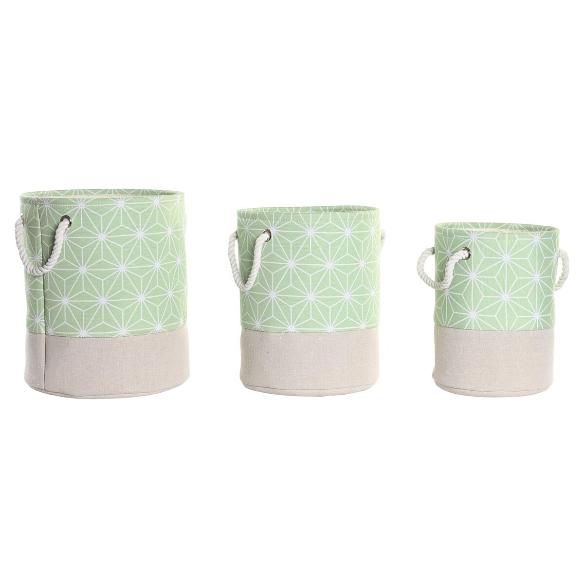 Juego de Cestas DKD Home Decor Verde Beige Geométrico 30 x 30 x 35 cm 4 Kg 3 Piezas (3 Unidades) 1 S3028964_0