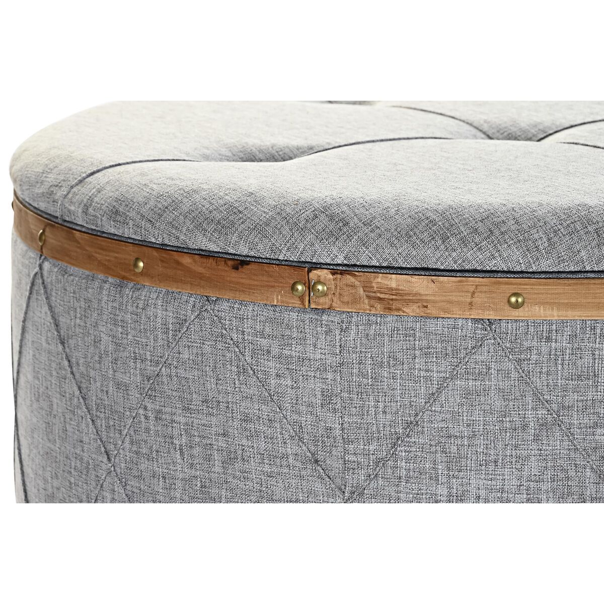 Banqueta DKD Home Decor Natural Madera Poliéster Gris claro (80 x 80 x 43 cm) 4 S3033870_3