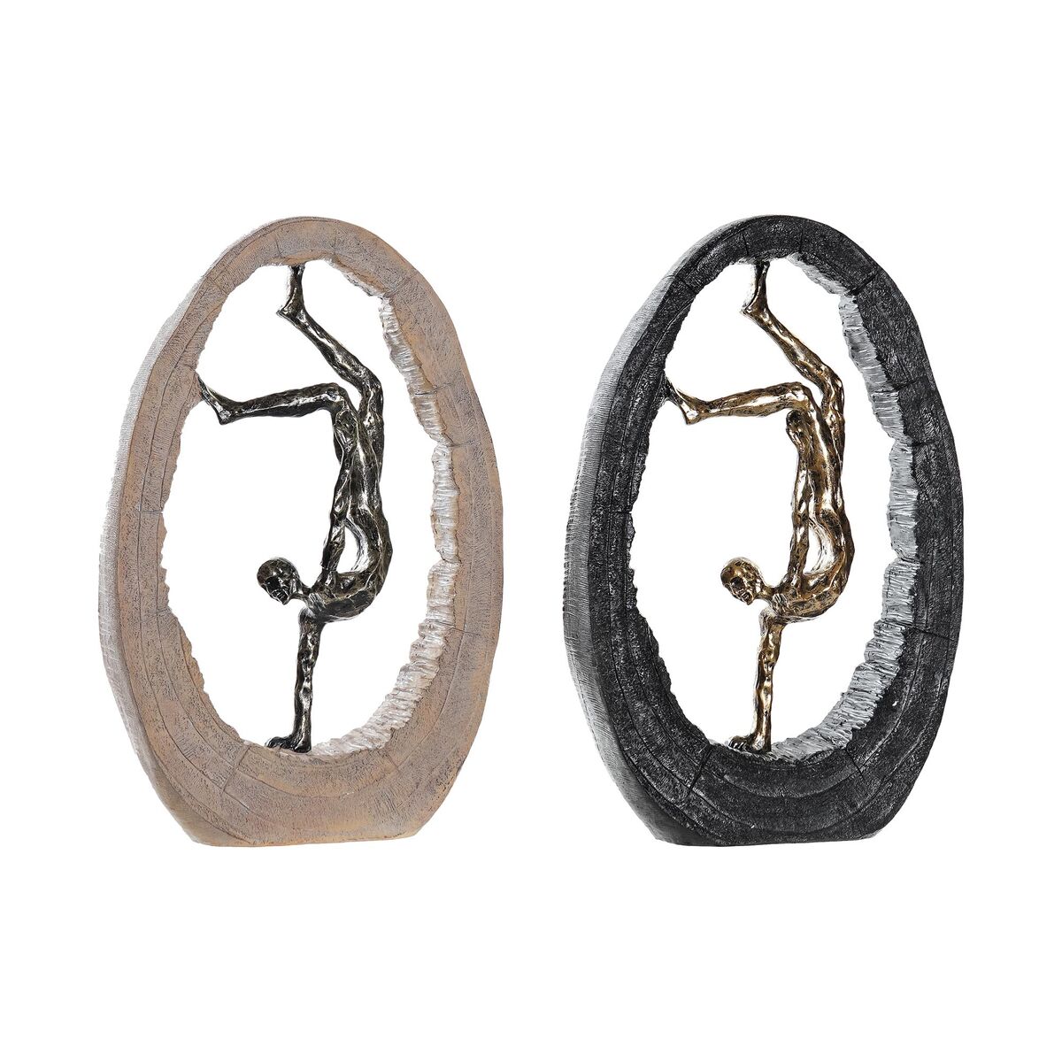 Figura Decorativa DKD Home Decor 24 x 8 x 36 cm Negro Dorado (2 Unidades) 1 S3030045_0