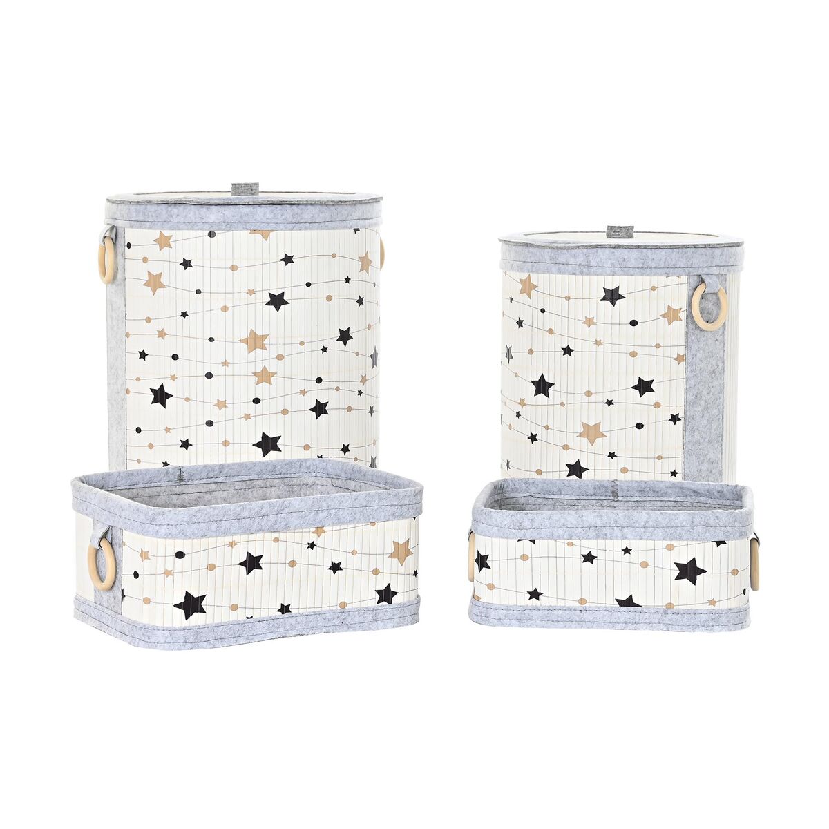 Cesta Multiusos DKD Home Decor Bambú Estrellas 36 x 36 x 50 cm 1 S3028975_0