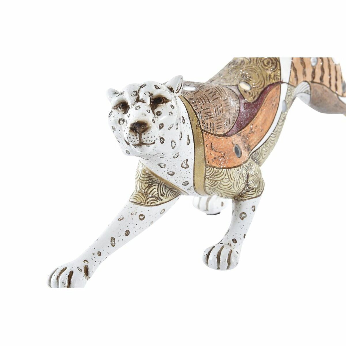 Figura Decorativa DKD Home Decor Blanco Multicolor Naranja Blanco/Naranja Leopardo Colonial 30 x 40 cm 37 x 10 x 13 cm 2 S3030094_1