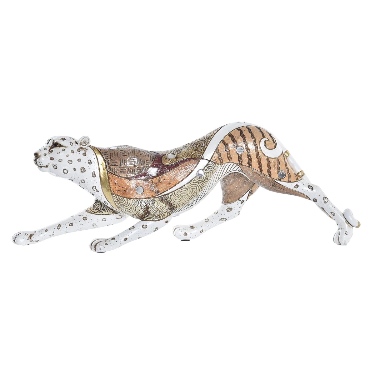 Figura Decorativa DKD Home Decor Blanco Multicolor Naranja Blanco/Naranja Leopardo Colonial 30 x 40 cm 37 x 10 x 13 cm 1 S3030094_0