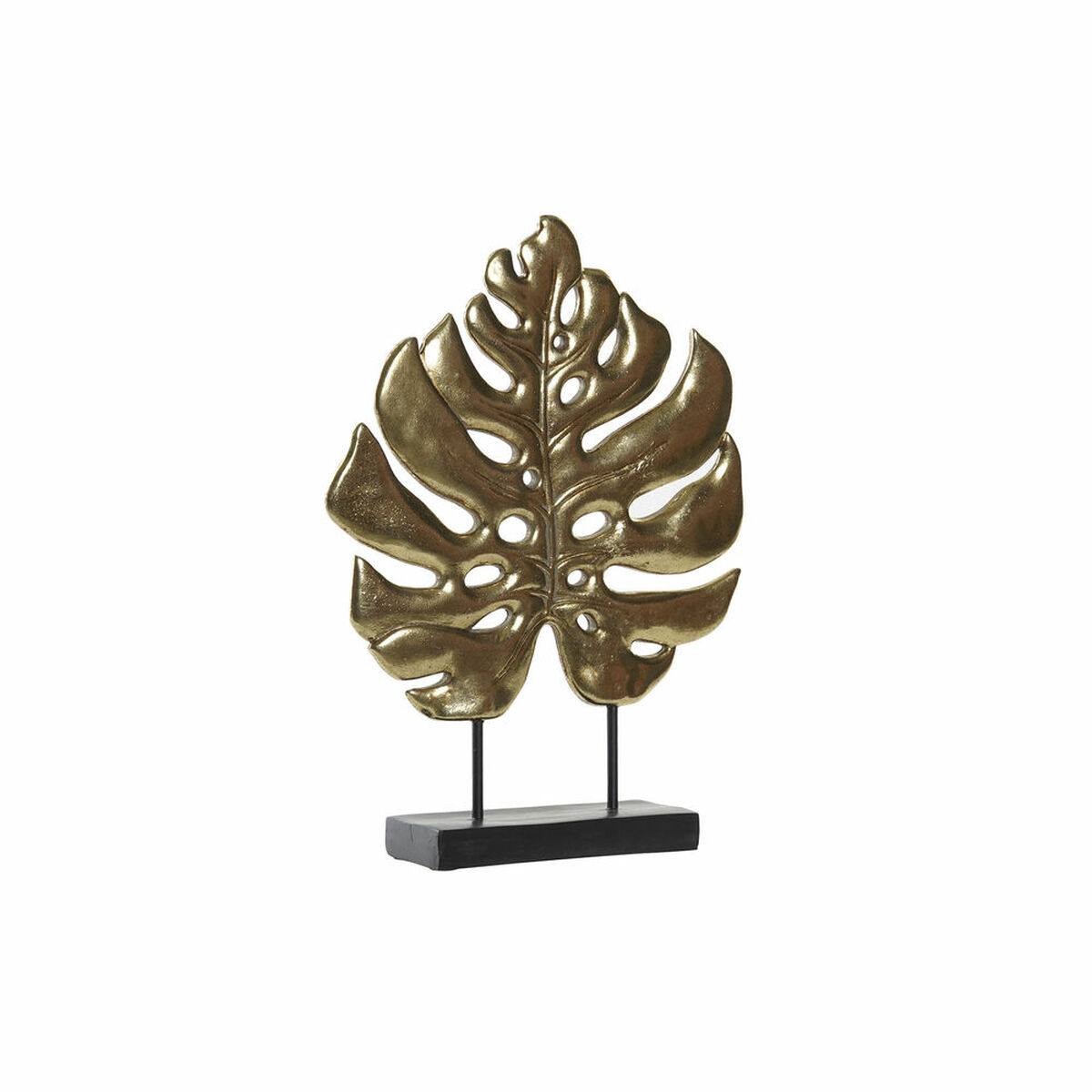 Figura Decorativa DKD Home Decor Negro Dorado Tropical Hoja de planta 25,5 x 6 x 34 cm 1 S3029207_0