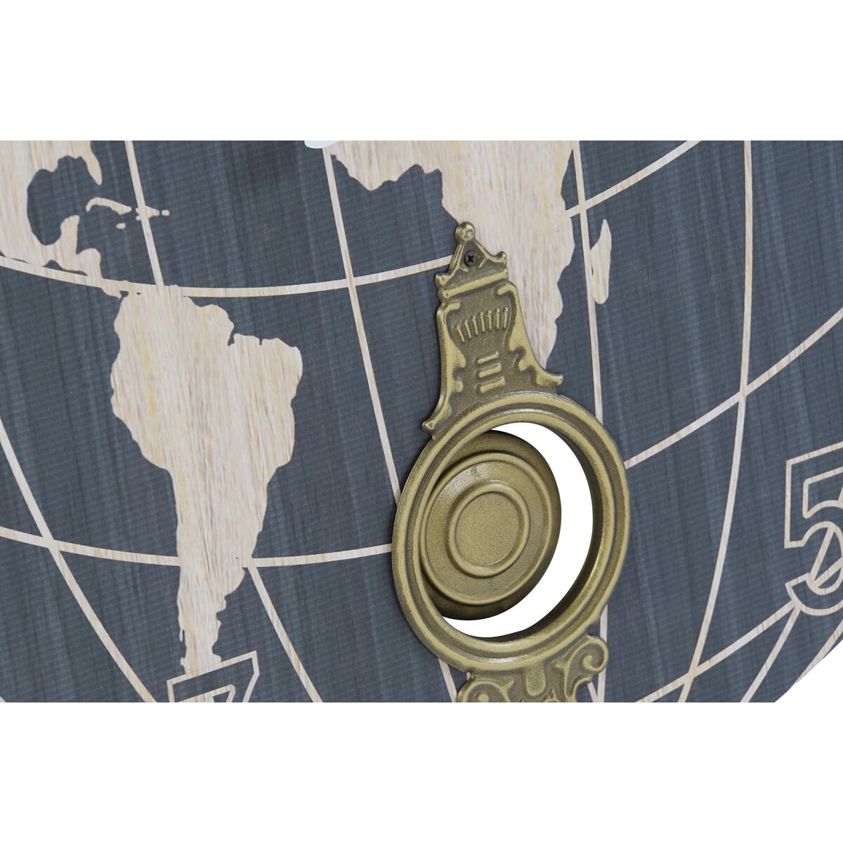 Reloj de Pared DKD Home Decor Negro Beige Metal MDF Mapamundi (58 x 8 x 58 cm) 2 S3037703_1