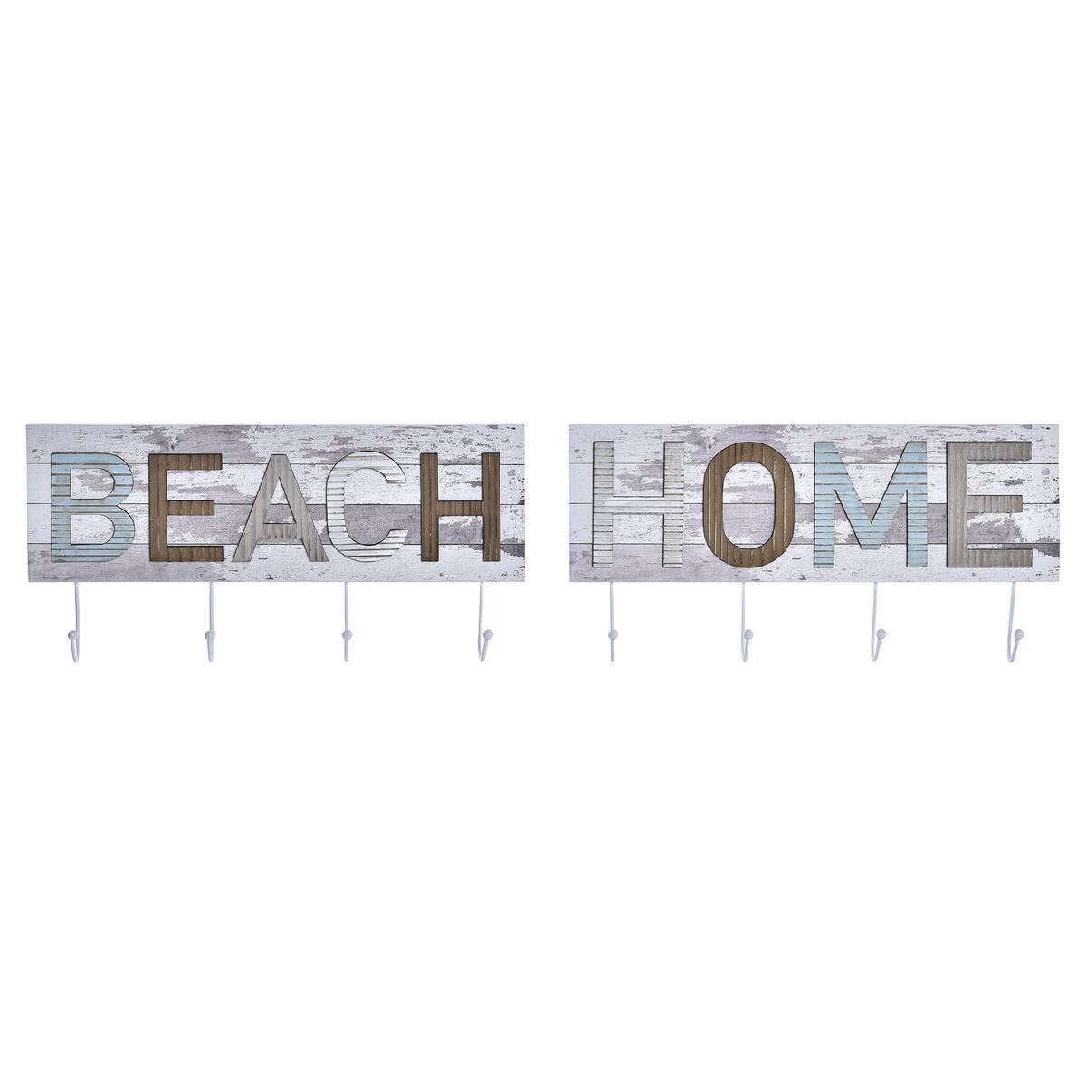 Perchero de Pared DKD Home Decor Madera Metal Playa 45 x 5 x 23 cm (2 Unidades) 1 S3032403_0