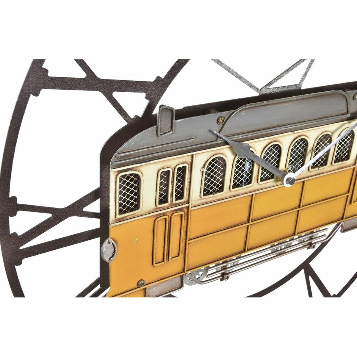 Reloj de Pared DKD Home Decor 49,5 x 3,5 x 48 cm Metal Verde Amarillo Vintage Tren (2 Unidades) 2 S3037744_1