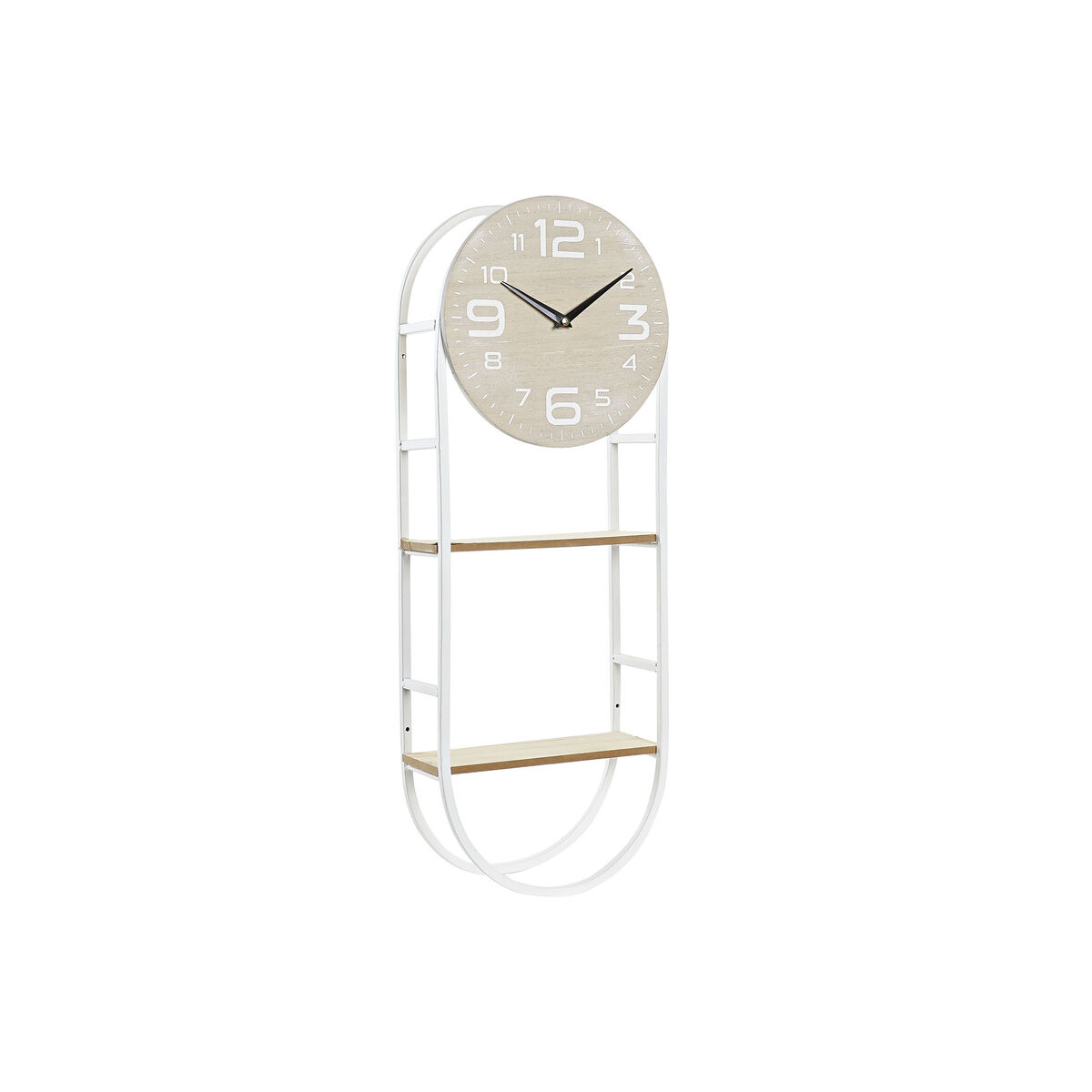 Reloj de Pared DKD Home Decor Natural Metal MDF Blanco (25,5 x 11,5 x 71 cm) 1 S3037745_0