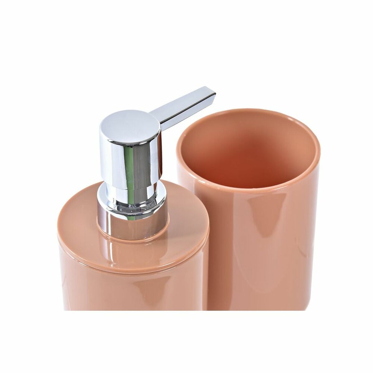 Set de Baño DKD Home Decor Natural Gris Naranja Coral Aluminio Bambú PS Moderno (9 x 7 x 16 cm) (2 Unidades) (7 x 7 x 16 cm) 2 S3036680_1