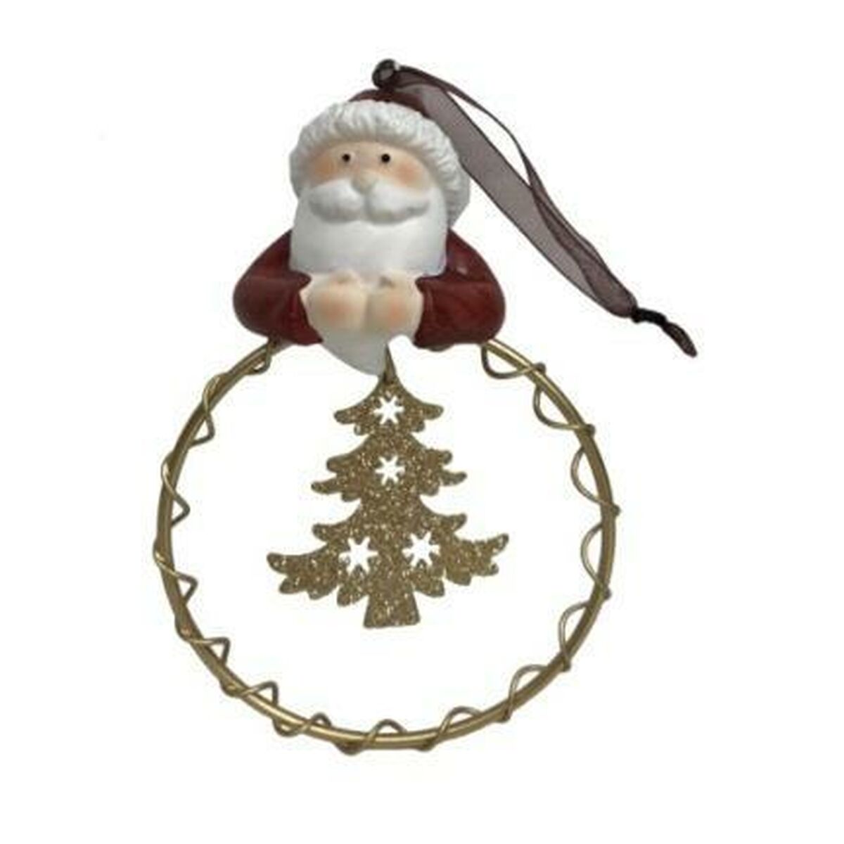 Adorno Navideño DKD Home Decor Resina Círculos (9 x 3 x 13,5 cm) (6 Unidades) 2 S3035489_1