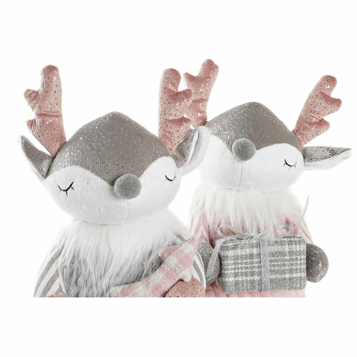 Figura Decorativa DKD Home Decor Navidad Animal Poliéster Ciervo (14 x 17 x 28 cm) (2 Unidades) 2 S3035674_1