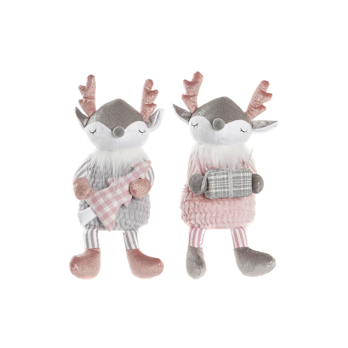 Figura Decorativa DKD Home Decor Navidad Animal Poliéster Ciervo (14 x 17 x 28 cm) (2 Unidades) 1 S3035674_0