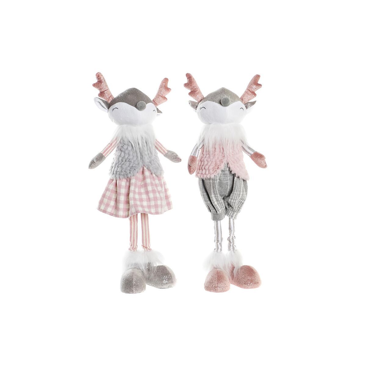 Figura Decorativa DKD Home Decor Navidad Animal Poliéster Ciervo (15 x 11 x 49 cm) (2 Unidades) 1 S3035675_0