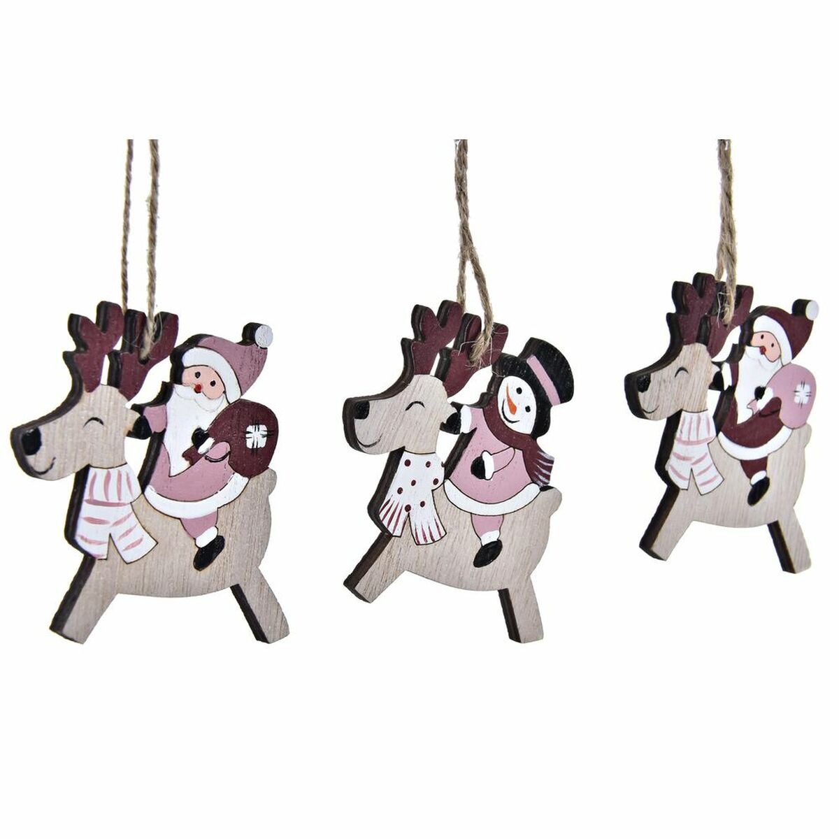 Set Adornos de Navidad DKD Home Decor Madera MDF (21 x 8,2 x 1,5 cm) (8 cm) (2 Unidades) 2 S3035795_1