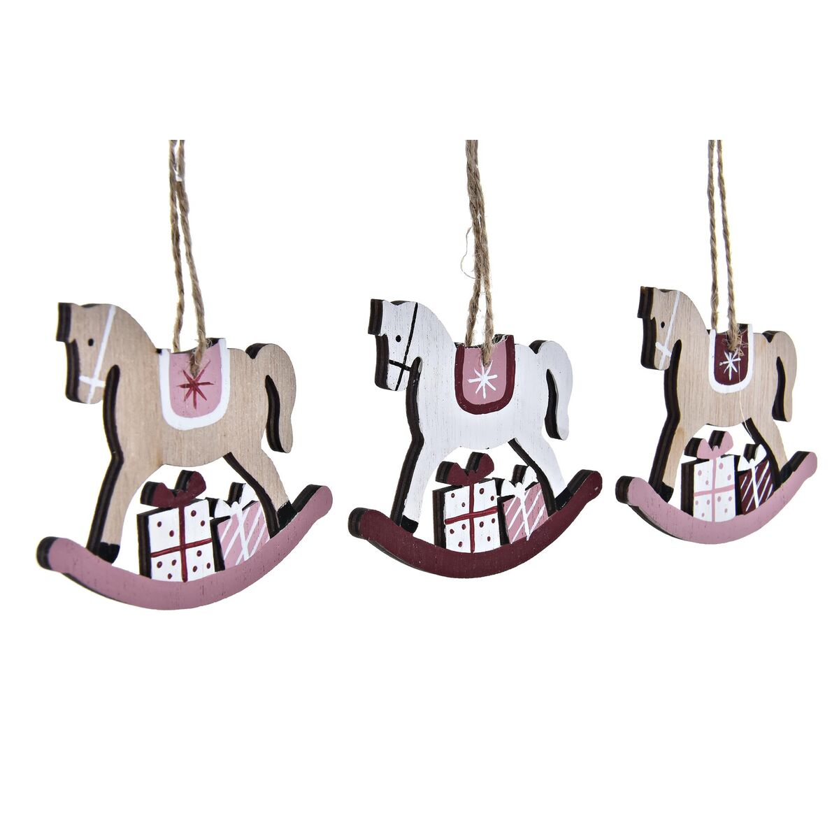 Set Adornos de Navidad DKD Home Decor Madera MDF (21 x 8,2 x 1,5 cm) (8 cm) (2 Unidades) 3 S3035795_2