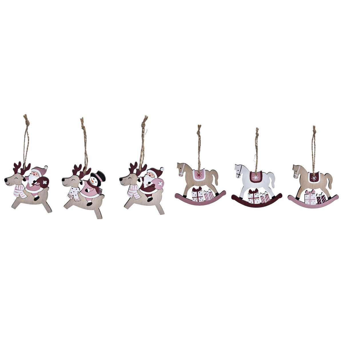 Set Adornos de Navidad DKD Home Decor Madera MDF (21 x 8,2 x 1,5 cm) (8 cm) (2 Unidades) 1 S3035795_0