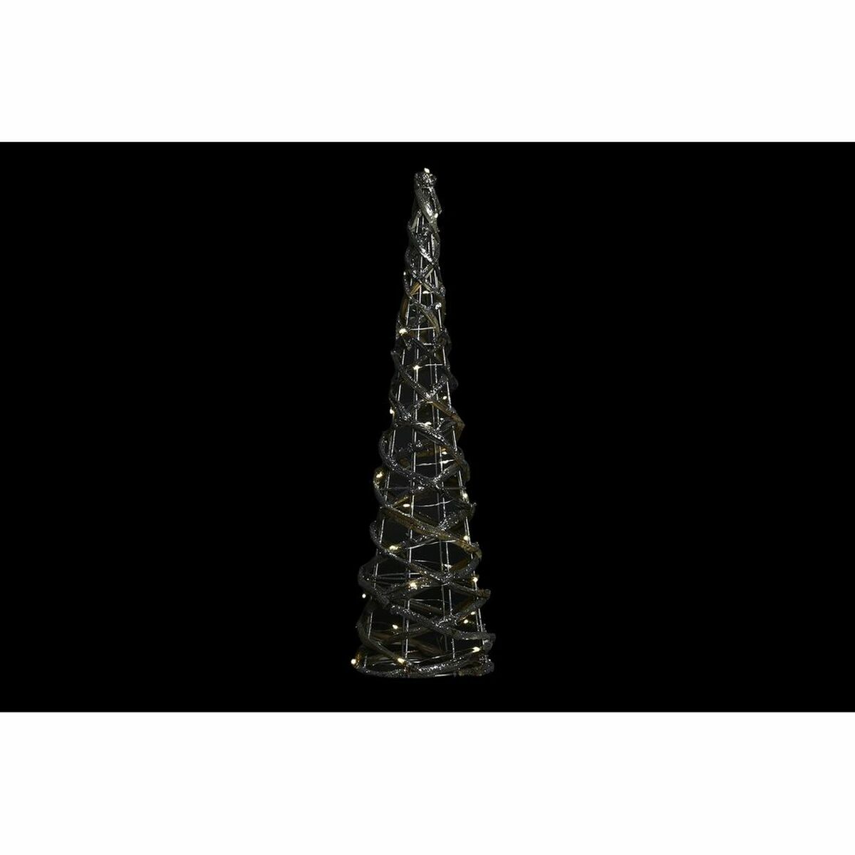 Decoración luminosa DKD Home Decor Dorado Plateado Natural 19 x 19 x 62 cm Conos Navidad AA x 2, no incluidas (2 Unidades) 2 S3036103_1