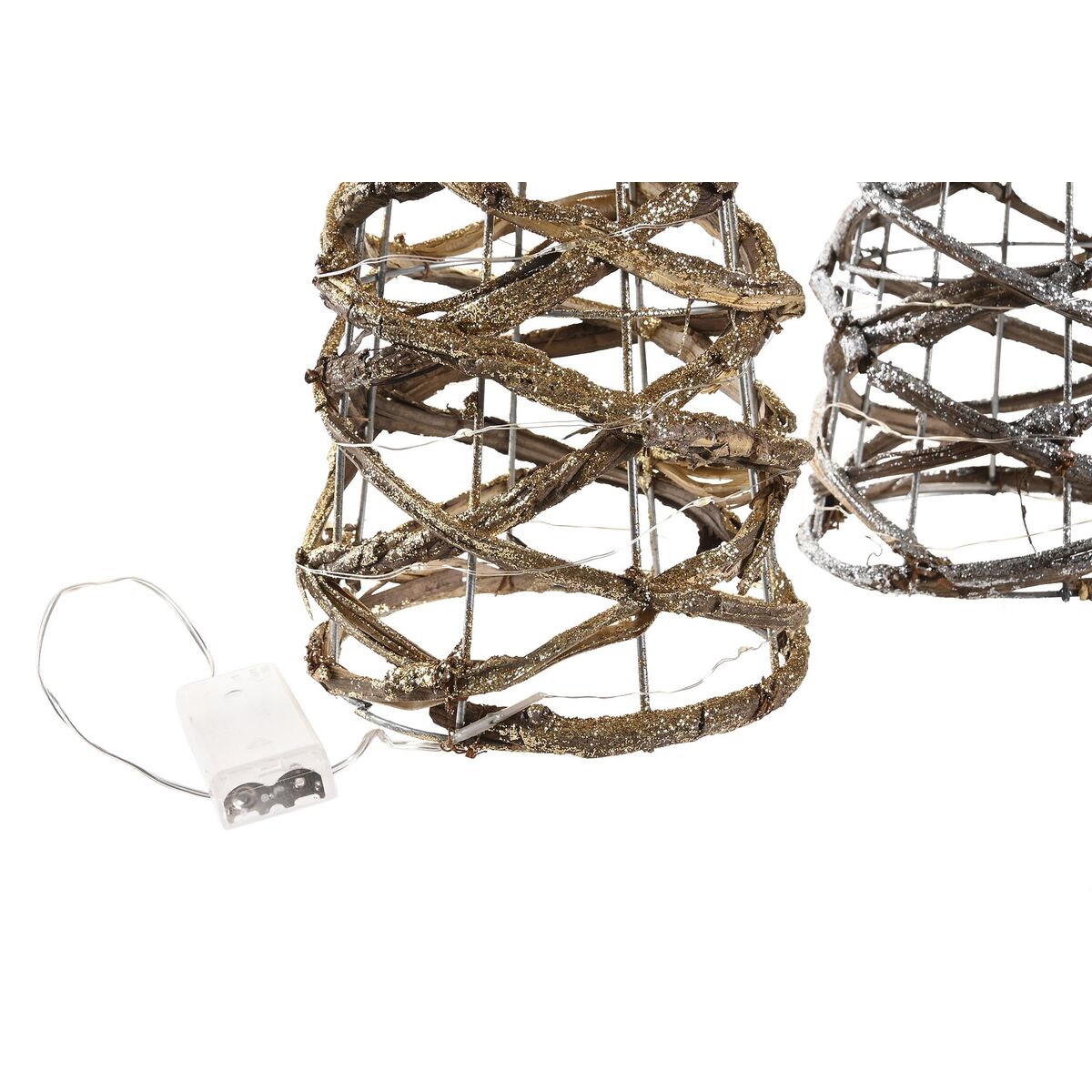 Decoración luminosa DKD Home Decor Dorado Plateado Natural 19 x 19 x 62 cm Conos Navidad AA x 2, no incluidas (2 Unidades) 3 S3036103_2