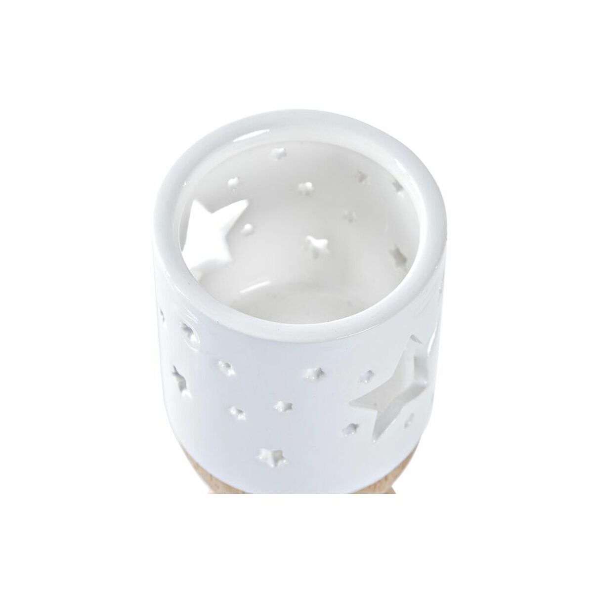Portavelas Navideño DKD Home Decor Blanco Marrón Natural Estrella 6 x 6 x 14 cm 3 S3036352_2