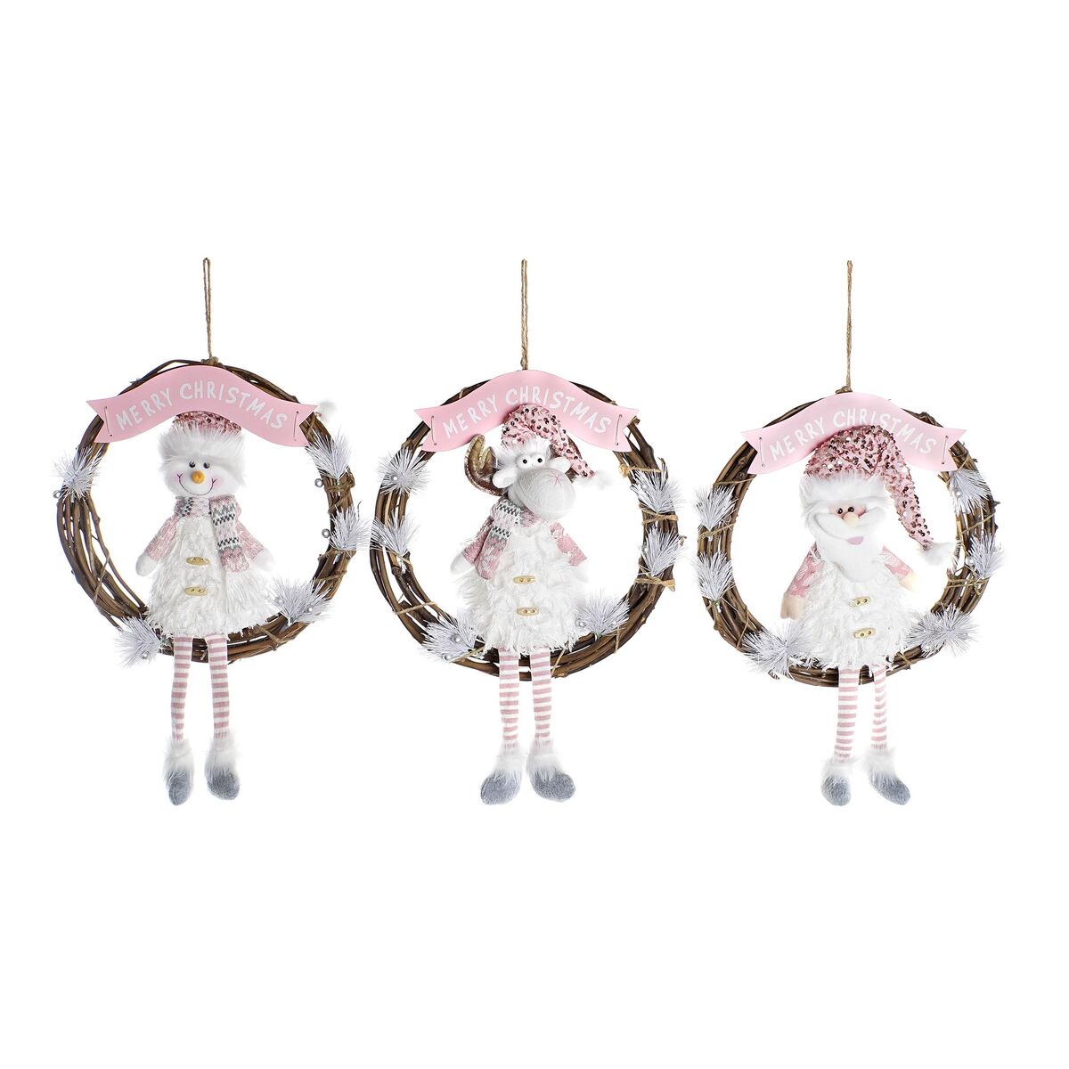 Adorno Navideño DKD Home Decor Ratán (37 x 10 x 38 cm) (3 Unidades) 1 S3036428_0