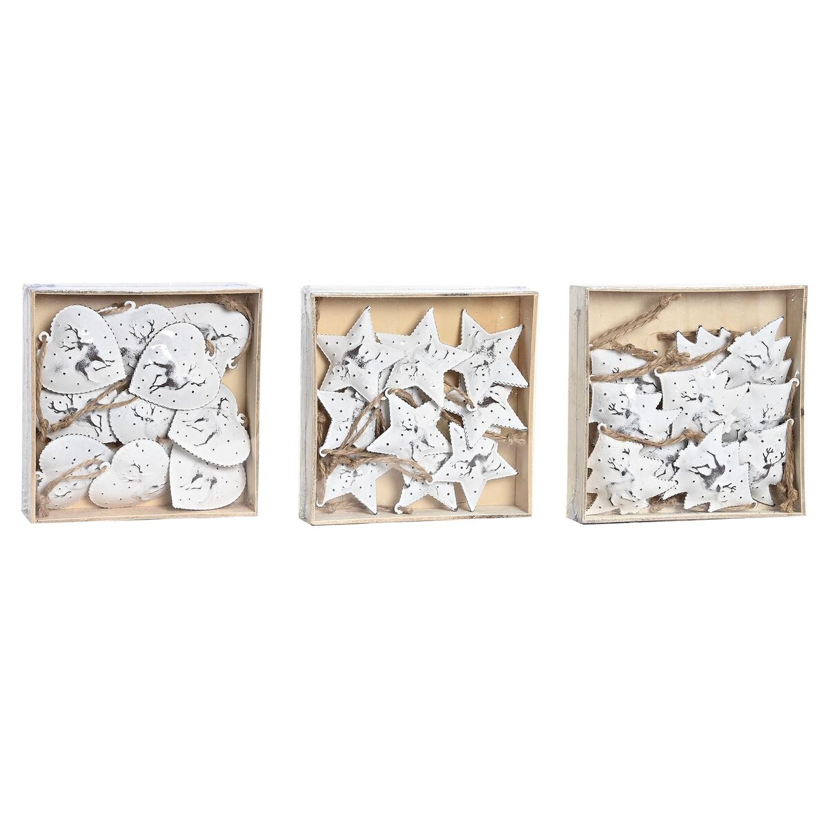 Set Adornos de Navidad DKD Home Decor Metal (12 x 12 x 3 cm) (3 Unidades) 2 S3036504_1