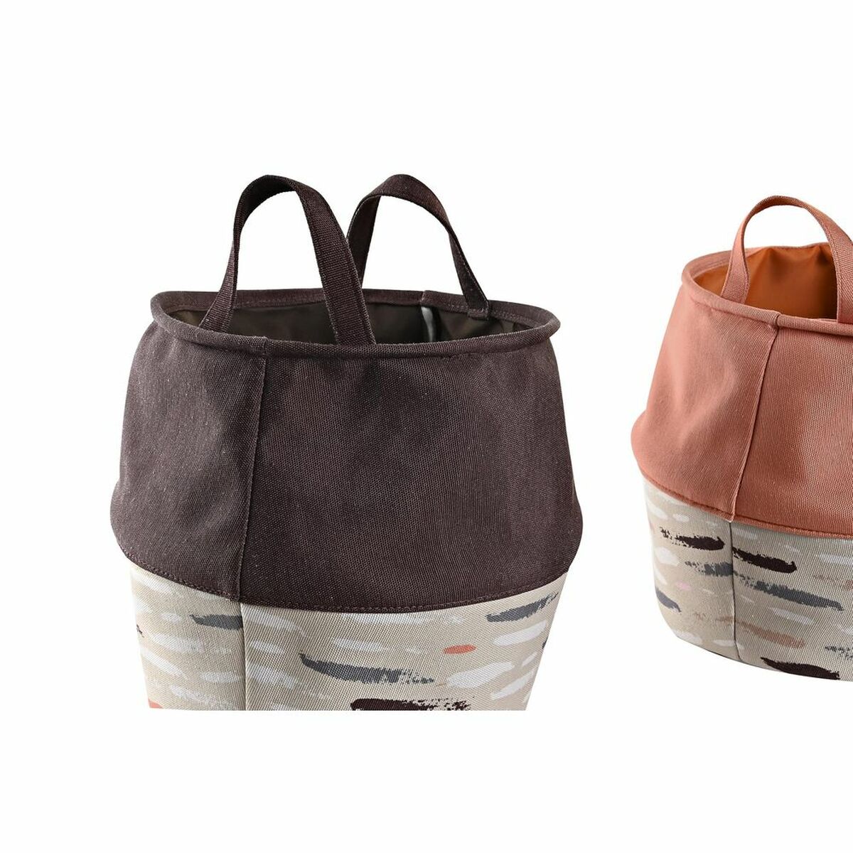 Cesto para la Ropa Sucia DKD Home Decor Gris Naranja 28 x 28 x 30 cm (3 Unidades) 2 S3029030_1