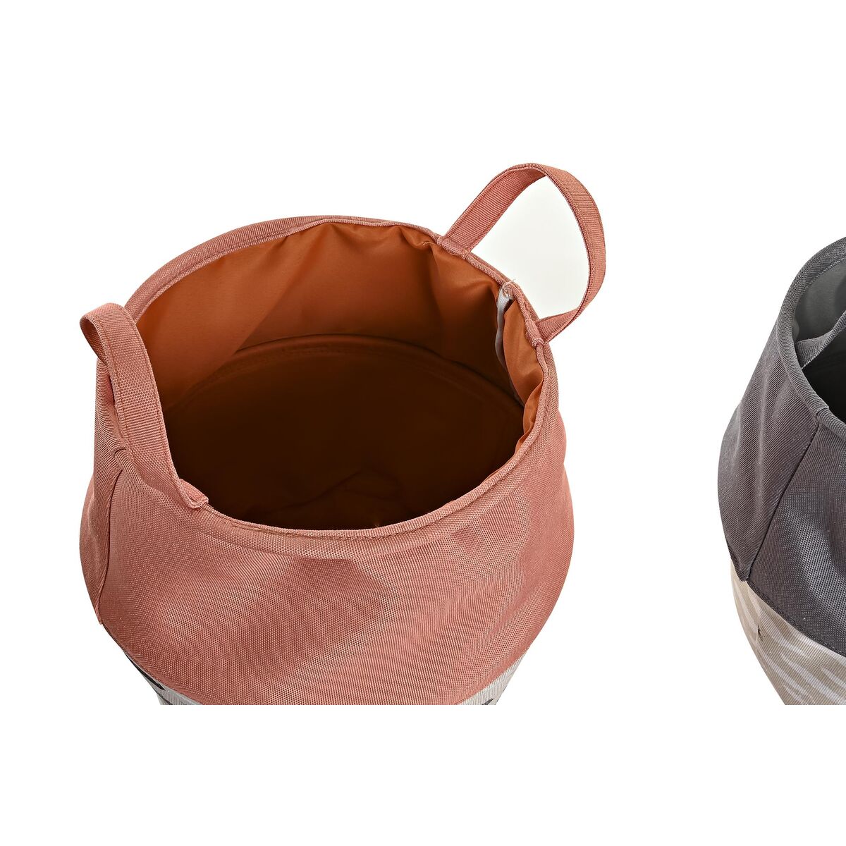 Cesto para la Ropa Sucia DKD Home Decor Gris Naranja 28 x 28 x 30 cm (3 Unidades) 3 S3029030_2