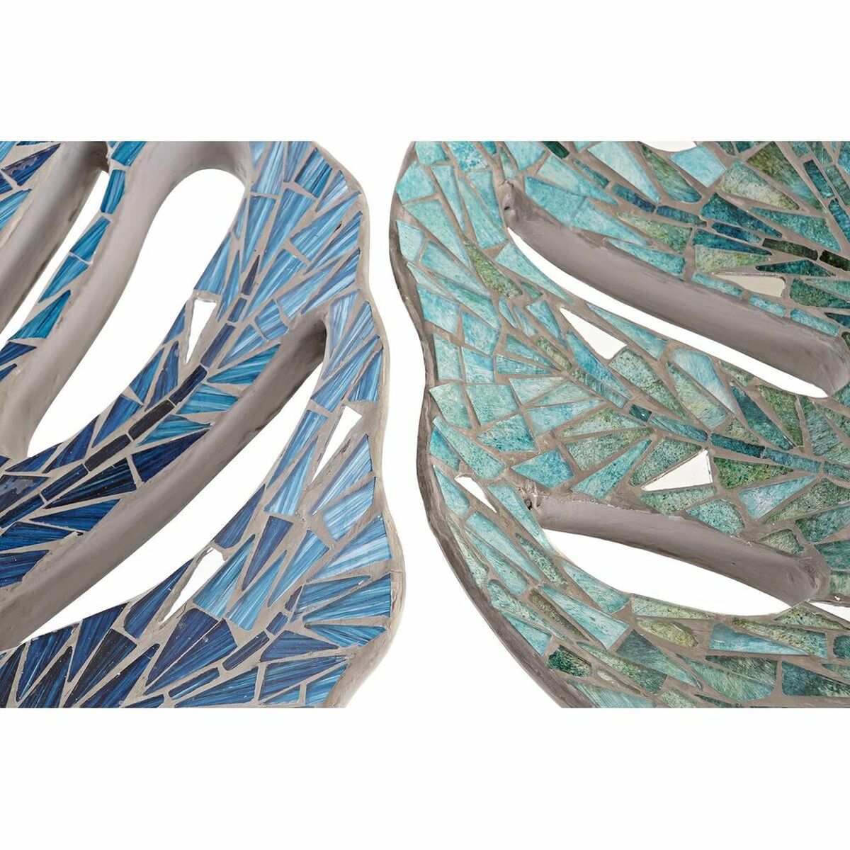 Centro de Mesa DKD Home Decor Azul Verde Resina Cristal 45 x 36 x 9 cm 43 x 36 x 9 cm (2 Unidades) 2 S3029272_1