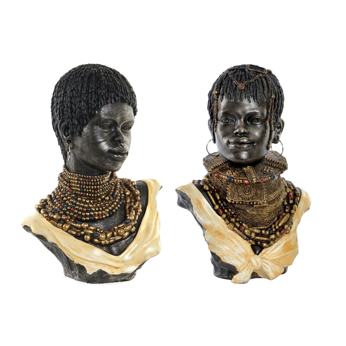 Figura Decorativa DKD Home Decor Negro Beige Colonial Africana Africano 26 x 20 x 42 cm (2 Unidades) 1 S3030230_0