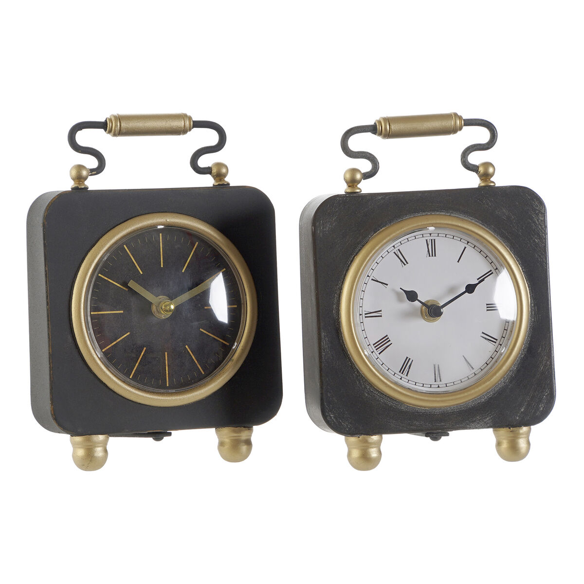 Reloj de Mesa DKD Home Decor Negro Dorado Plateado (2 Unidades) 1 S3037787_0