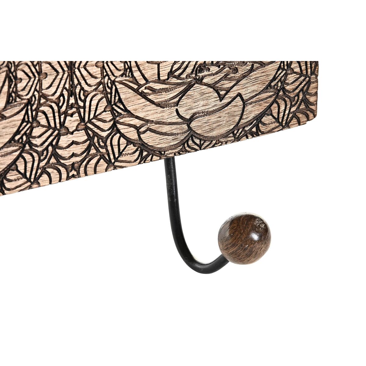 Perchero de Pared DKD Home Decor Metal Madera de mango Natural Buda Oriental 38 x 6 x 18 cm 2 S3032267_1