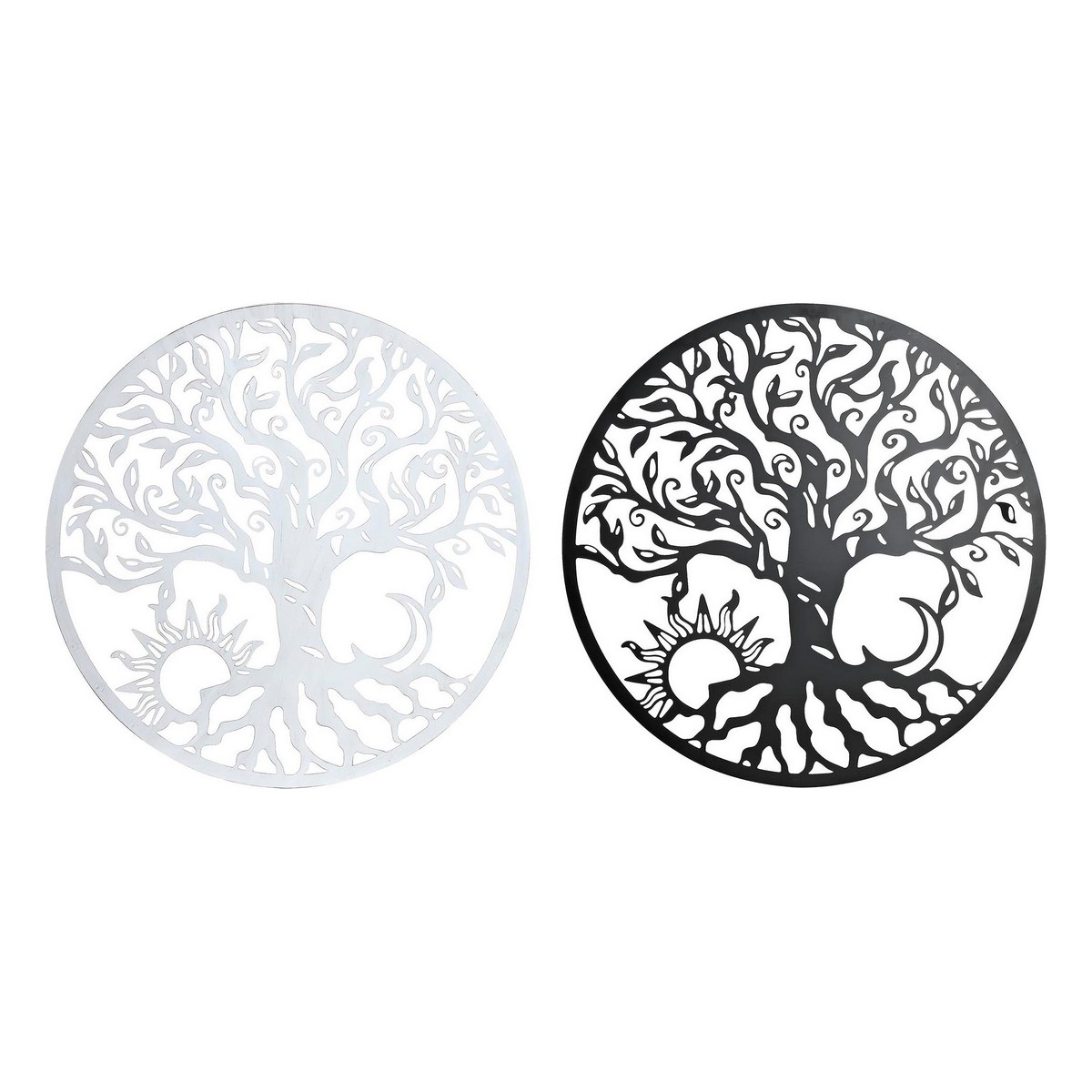 Decoración de Pared DKD Home Decor 100 x 1 x 100 cm Negro Blanco Indio (2 Unidades) 1 S3029500_0