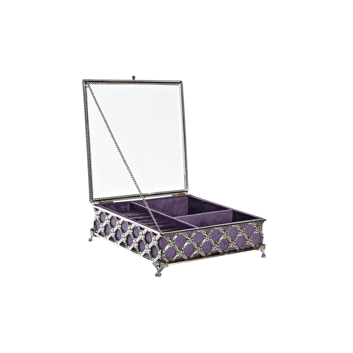 Caja-Joyero DKD Home Decor Cristal Metal (22 x 22 x 7 cm) 3 S3030765_2