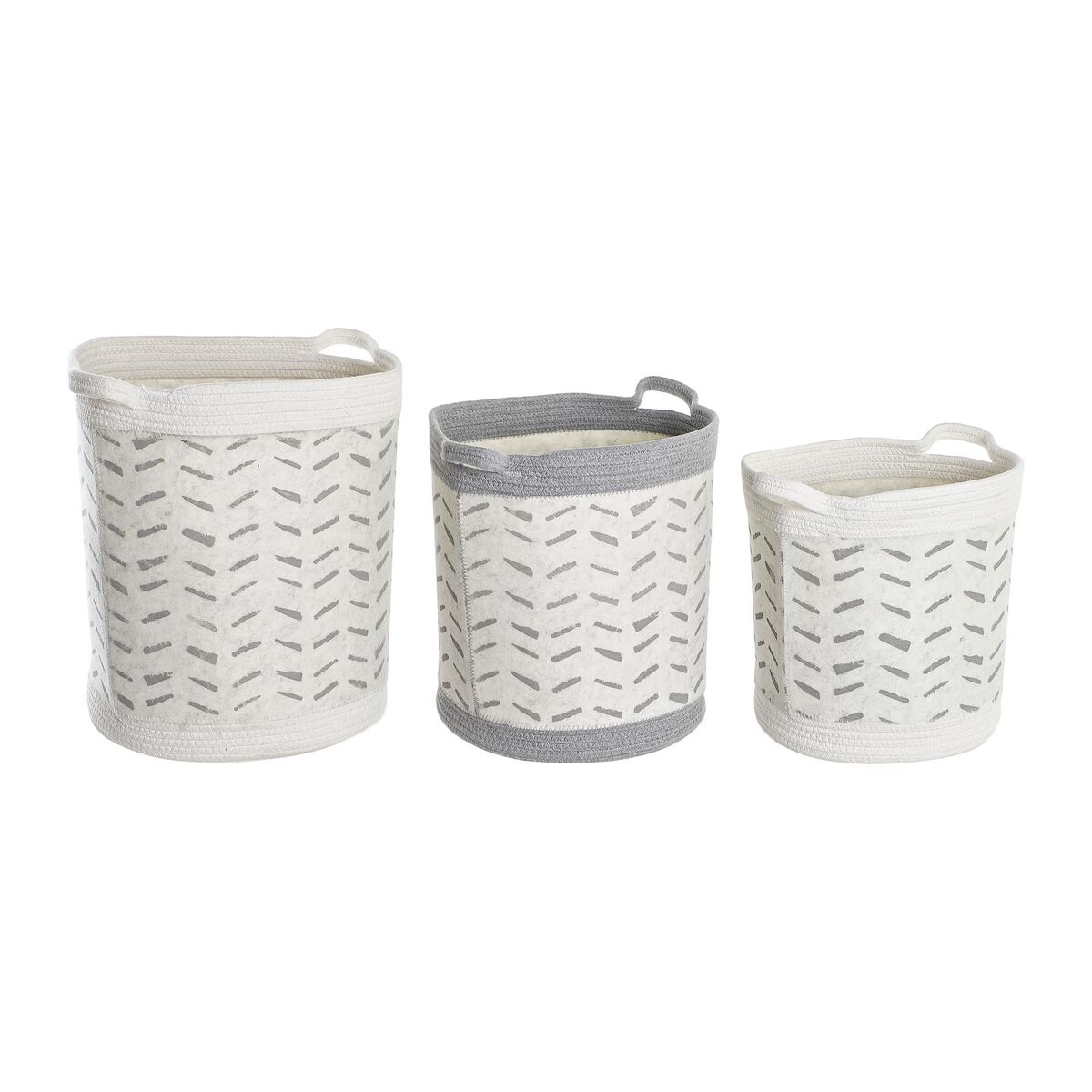 Juego de Cestas DKD Home Decor Blanco Gris 35 x 35 x 40 cm 3 Piezas 2 S3039169_1