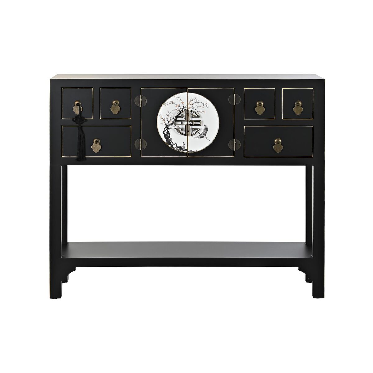 Mesa auxiliar DKD Home Decor 95 x 26 x 79 cm Abeto Negro Dorado Metal Blanco Madera MDF 1 S3040381_0