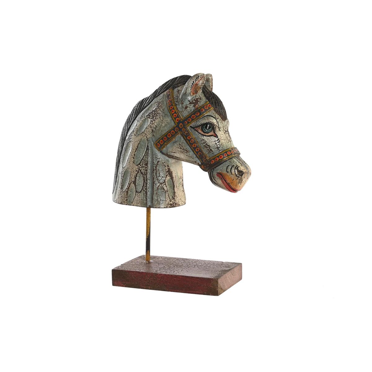 Figura Decorativa DKD Home Decor Caballo Hierro Madera de mango (24 x 12 x 35 cm) 1 S3039505_0