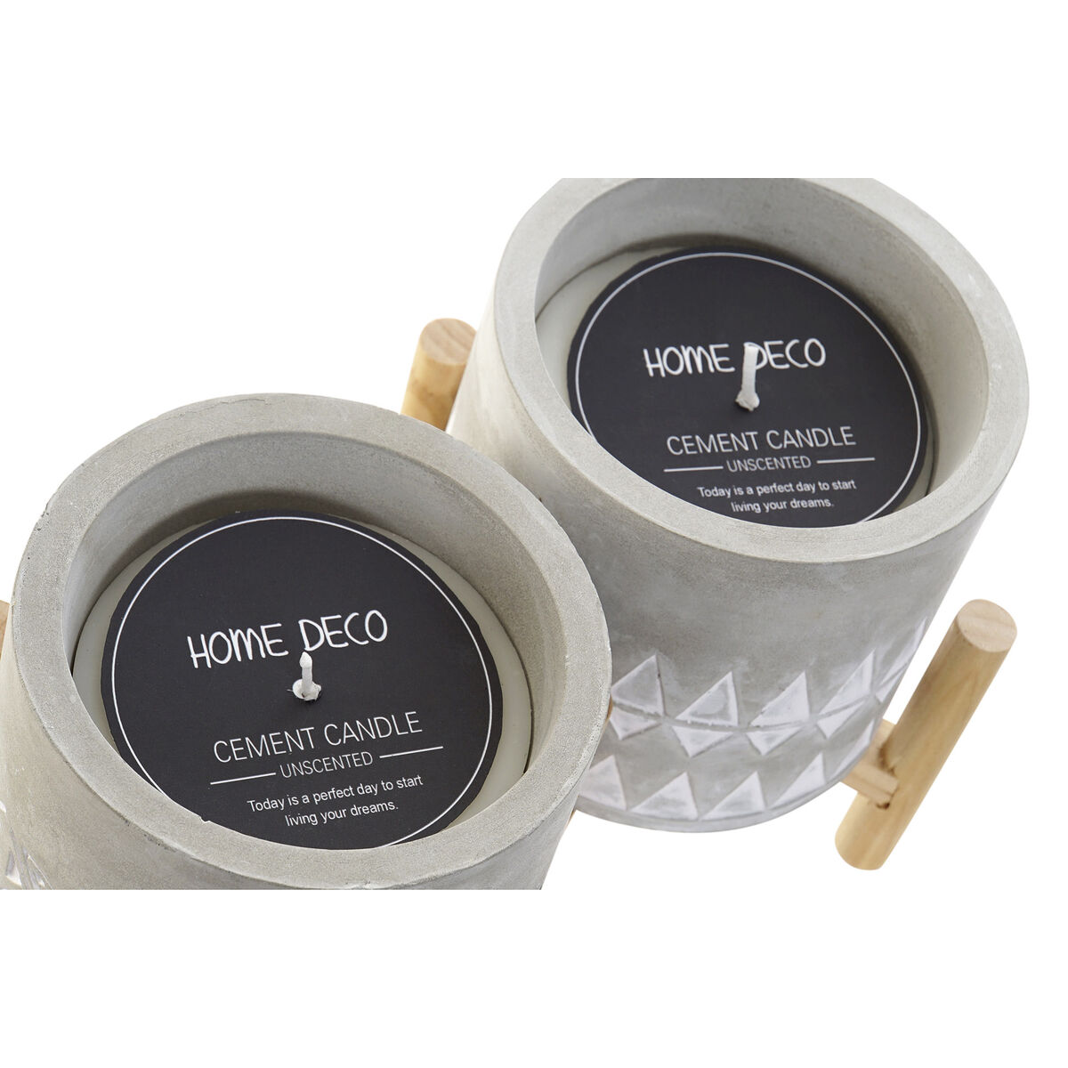 Vela DKD Home Decor Gris Madera Marrón Cemento Aluminio Cera (10 x 10 x 12 cm) (2 Unidades) 3 S3042632_2