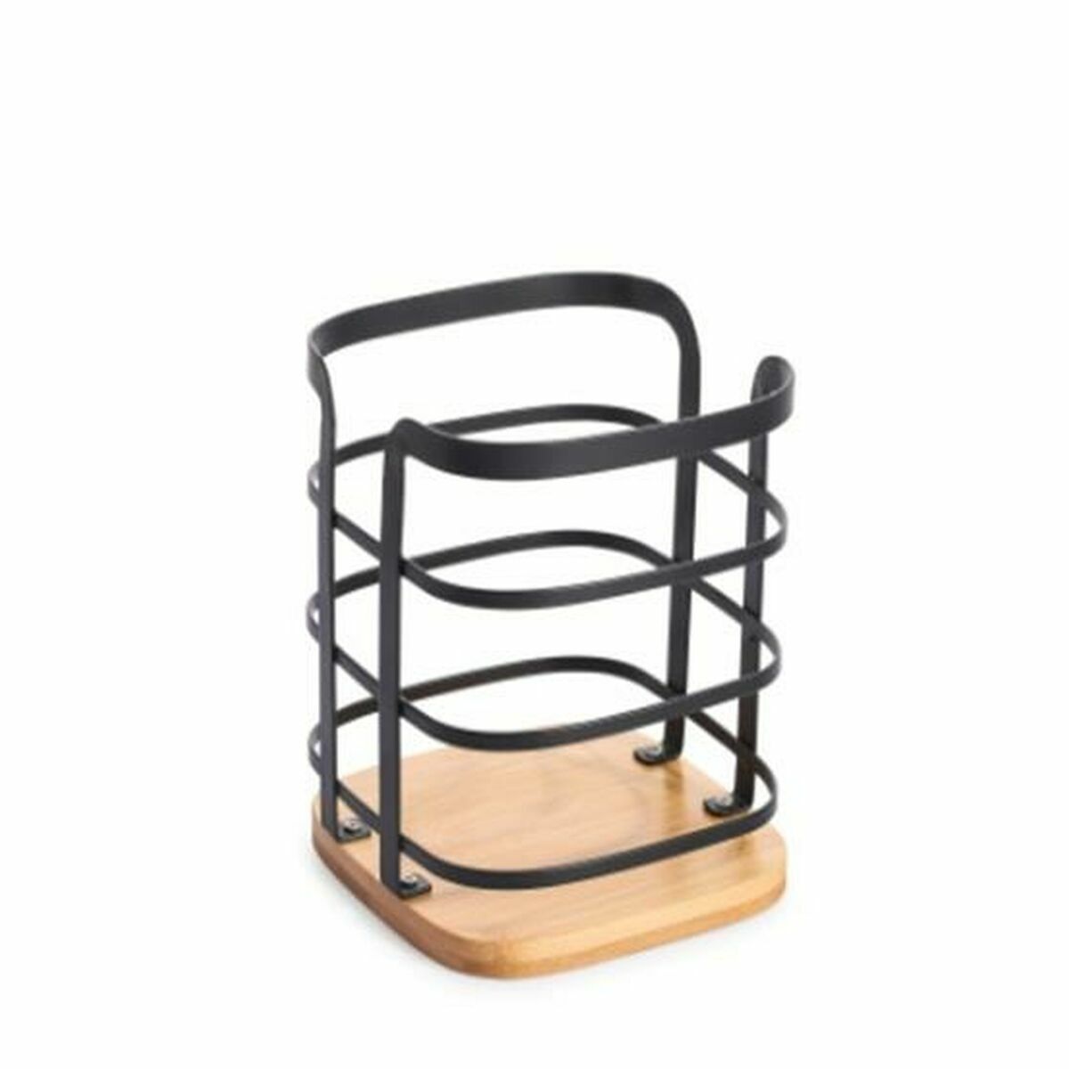 Cesto para cubiertos DKD Home Decor Negro Natural Bambú Acero 12 x 12 x 14,5 cm 1 S3041256_0