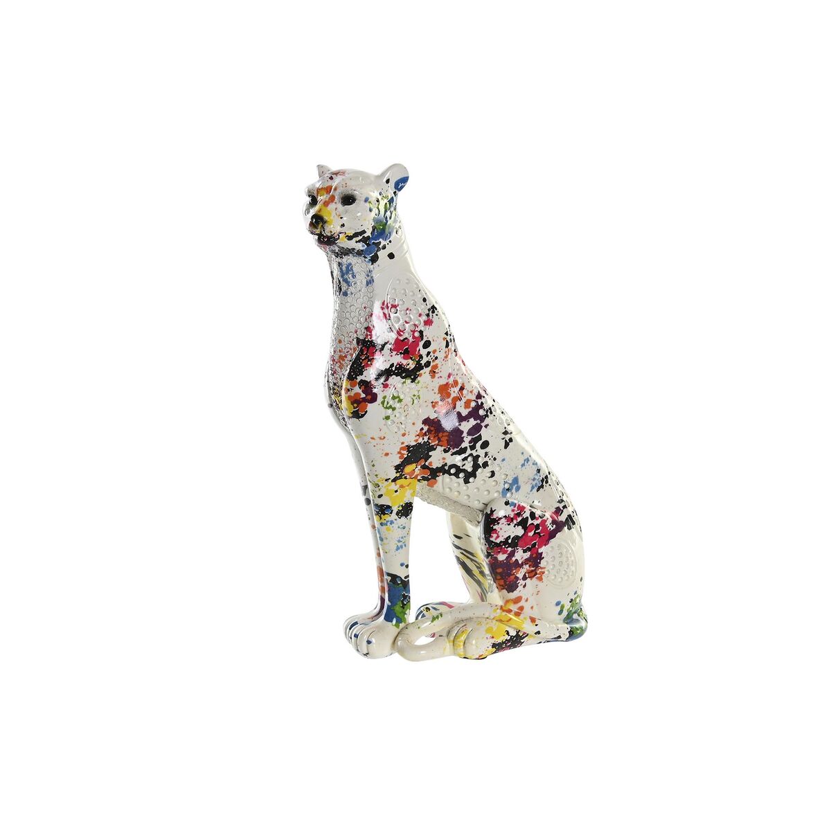 Figura Decorativa DKD Home Decor Blanco Multicolor Leopardo Moderno 16 x 8 x 25 cm 1 S3039556_0