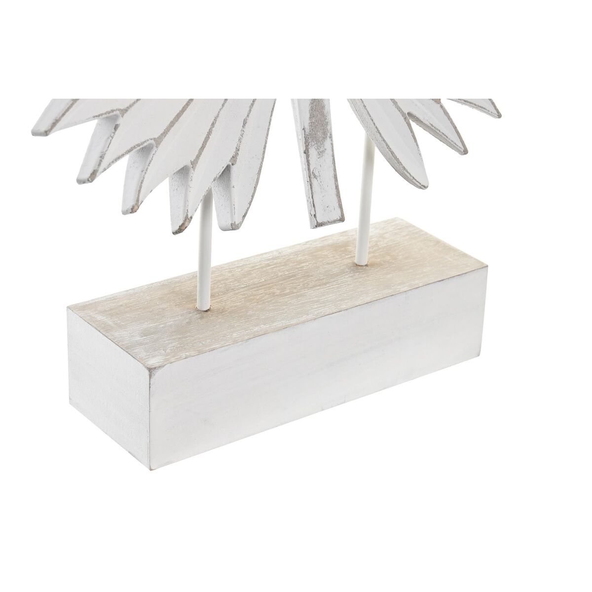 Figura Decorativa DKD Home Decor 36 x 7 x 46 cm Blanco Tropical Hoja de planta 2 S3039312_1