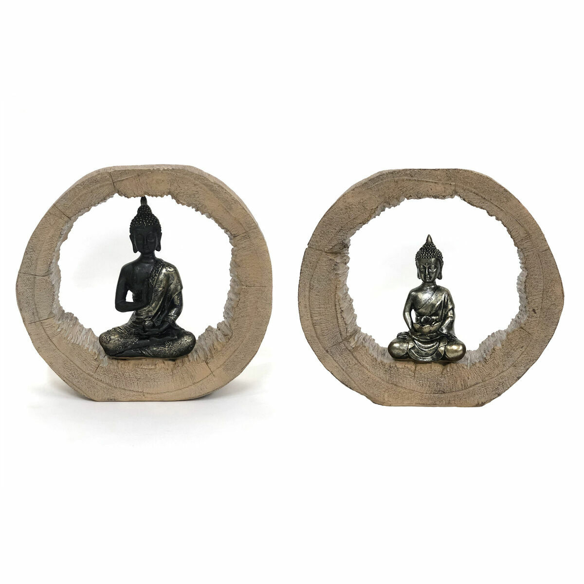 Figura Decorativa DKD Home Decor Negro Natural Buda 20,5 x 6 x 18,5 cm (2 Unidades) 1 S3039643_0