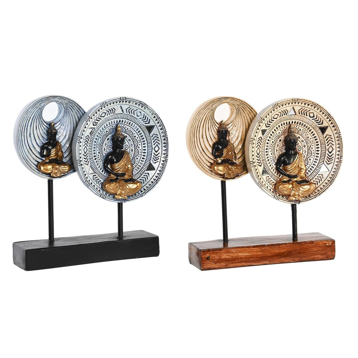 Figura Decorativa DKD Home Decor 25 x 6,7 x 25,6 cm Beige Azul Buda Oriental (2 Unidades) 1 S3039657_0