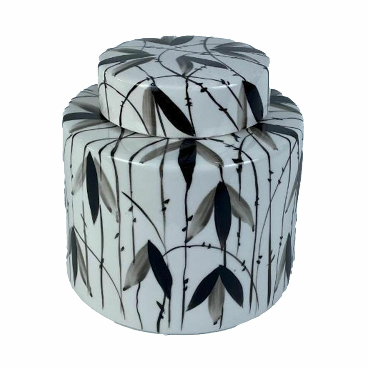 Tibor DKD Home Decor Porcelana Negro Blanco 17 x 17 x 16 cm Oriental Hoja de planta 1 S3039987_0
