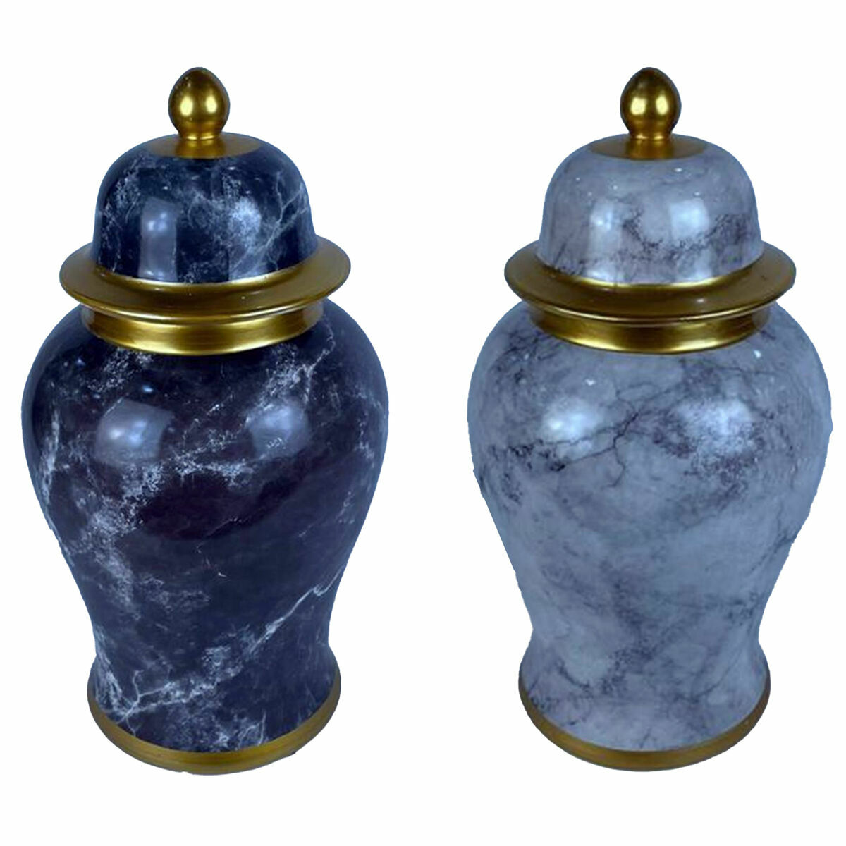 Tibor DKD Home Decor 22 x 22 x 42 cm 22 x 22 x 44 cm Porcelana Azul Dorado Mármol Moderno (2 Unidades) 1 S3039988_0