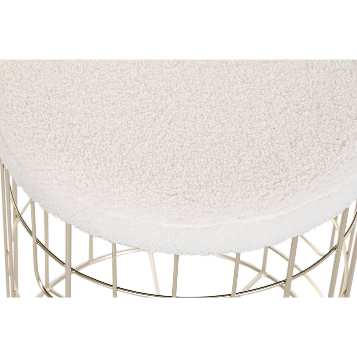 Reposapiés DKD Home Decor Beige Dorado Metal Poliéster Blanco Moderno (38 x 38 x 44 cm) (35 x 35 x 40 cm) 3 S3041878_2